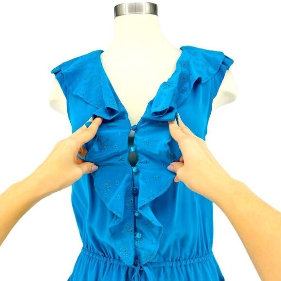 NWOT bebe Ruffled Eyelet Drop Waist Romper - Picture 7 of 11